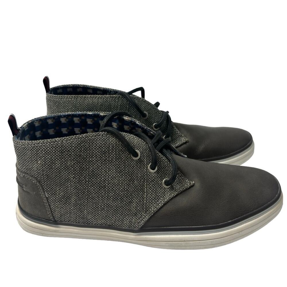 BEN SHERMAN MEN'S TWEED CHUKKA STYLE LACE UP SNEAKERS GRAY BLACK SIZE US 11